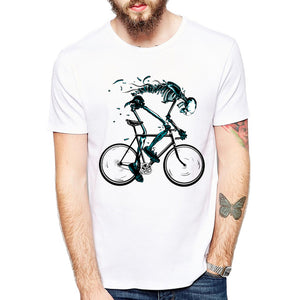 Men's Skeleton Bicycle Design T-Shirt